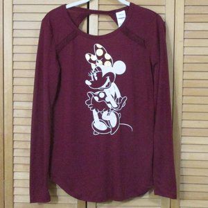 Disney Junior's Long Sleeve Open Back Minnie Mouse Top S